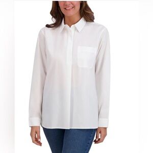 French Connection 1/4 Button Down Long Sleeve White Shirt NWT Various Sizes